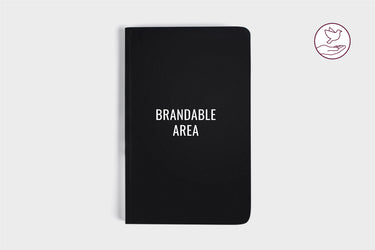 Black notebook with a brandable area, perfect for corporate gifting